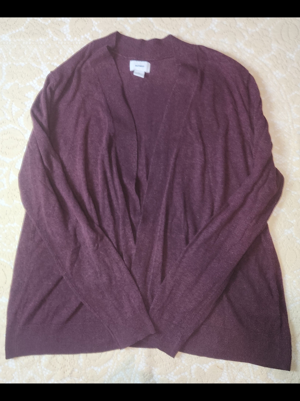 Old Navy Women's Eggplant Purple Open Front Cardigan Sweater Lightweight X-Large